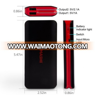 KMASHI 10000mAh MP816 (2.1Amp+1Amp Output,2Amp Input Fast Charging) Dual USB Portable External Extended Battery Pack Power Bank
